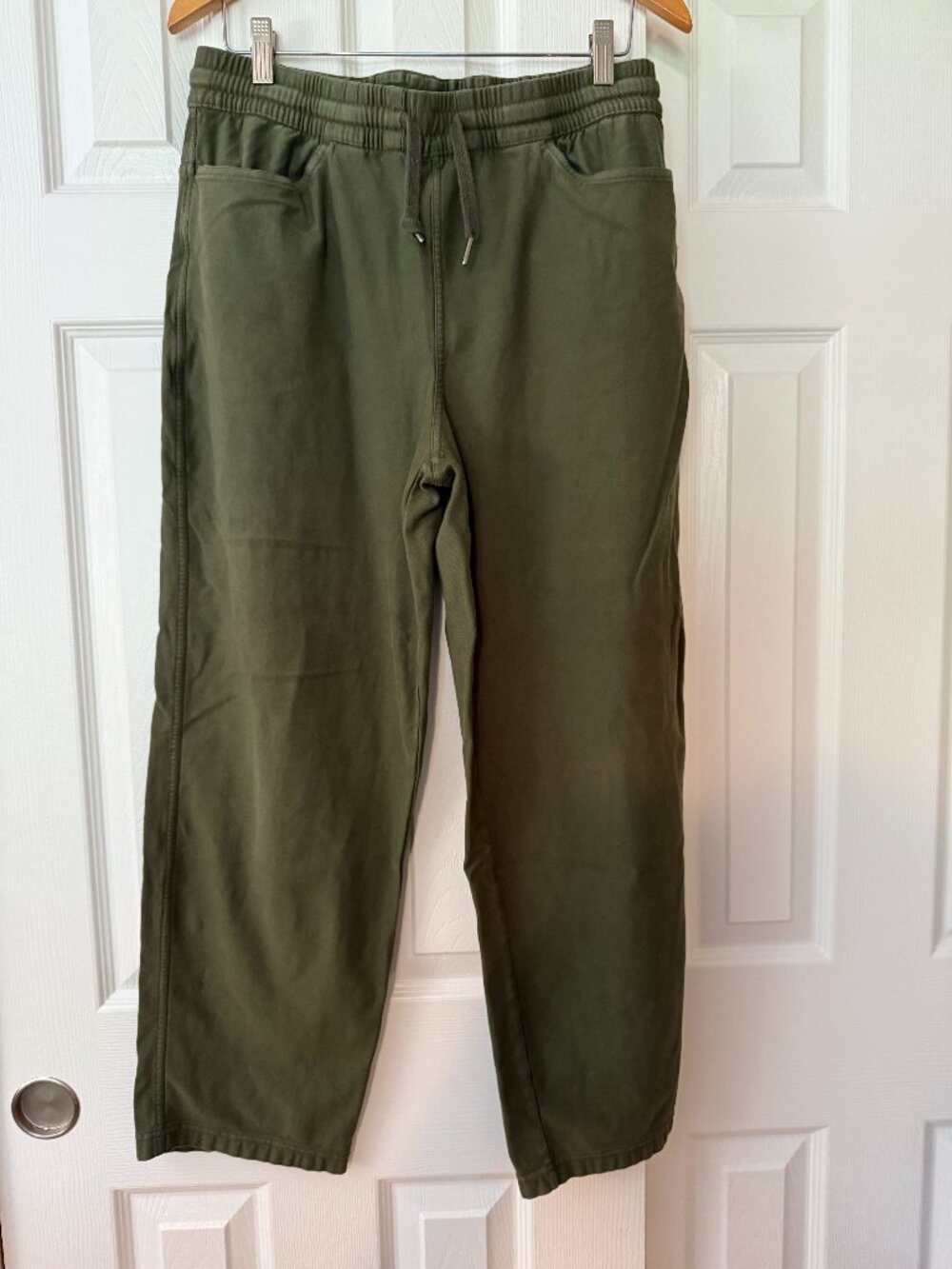 Athleta Olive Stretch Cotton Drawstring Ankle Pants M